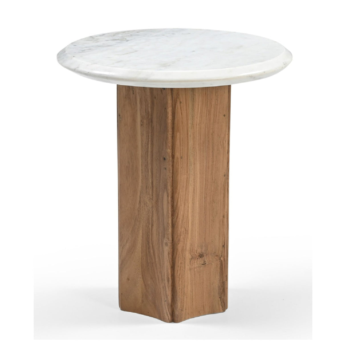 White Round Marble End Table – Dillinger – front view