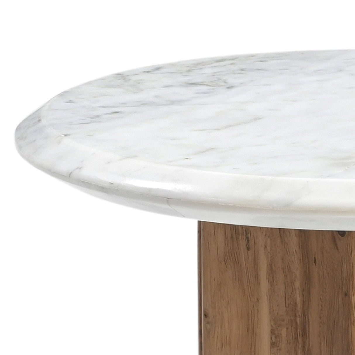 White Round Marble End Table – Dillinger – side view