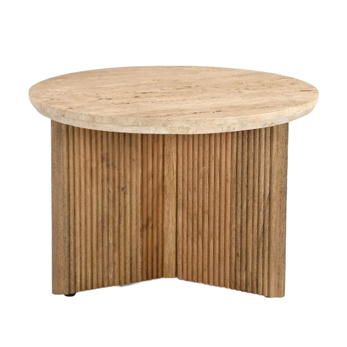 Ribbed Wood Base End Table – Pawnee – front view