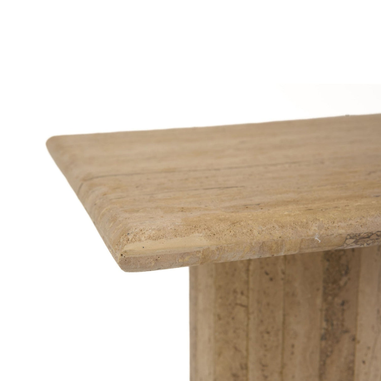 Travertine Square Tall End Table – Fletcher – rear view