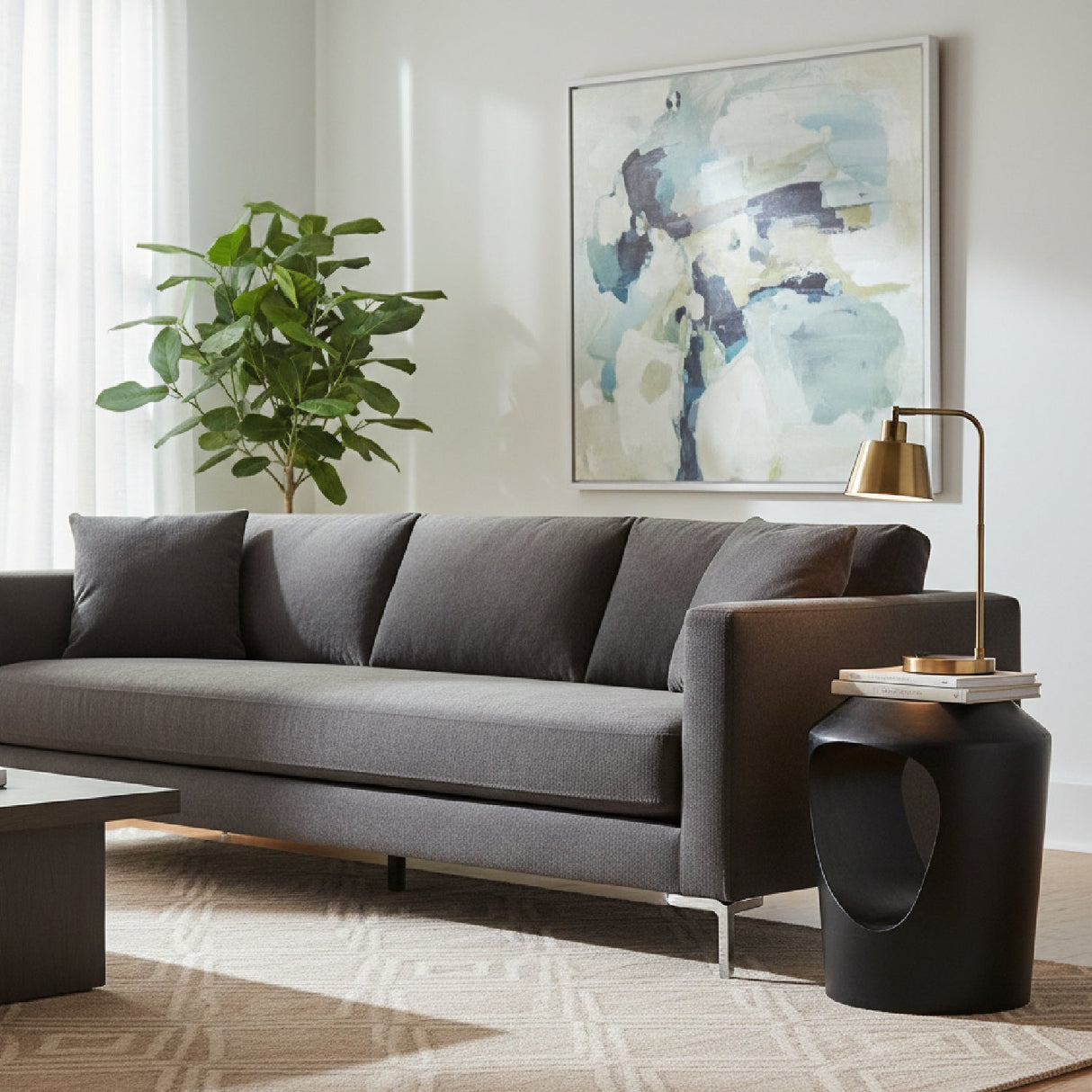 Black Wooden End Table – Tracy – angled view