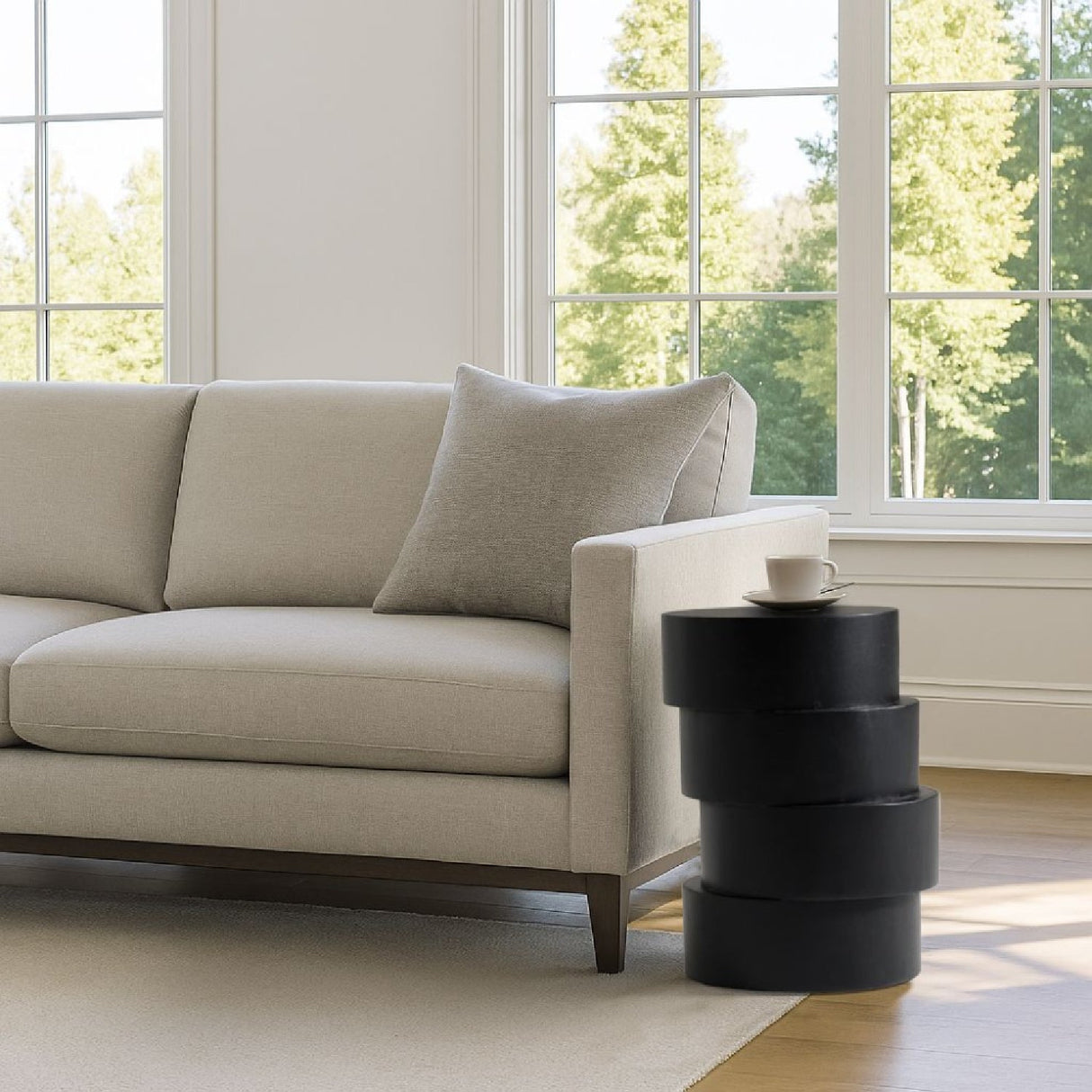 Black Wooden Stacked End Table – Grove – angled view