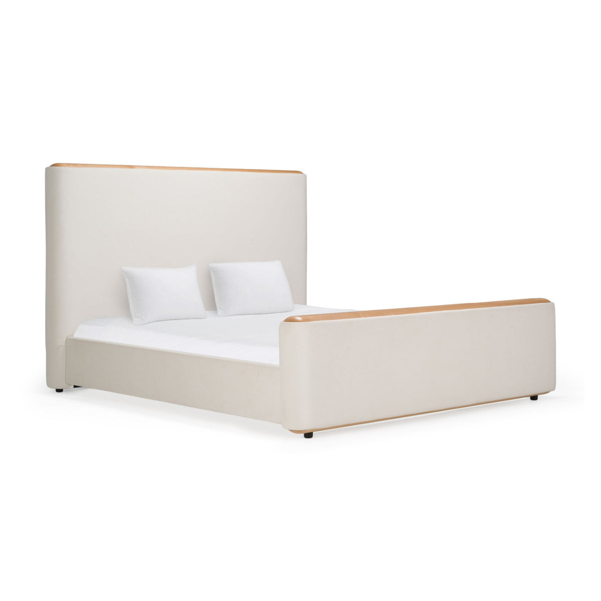 Cream Fabric Modern Eastern King Bed | OROA Modern Mora