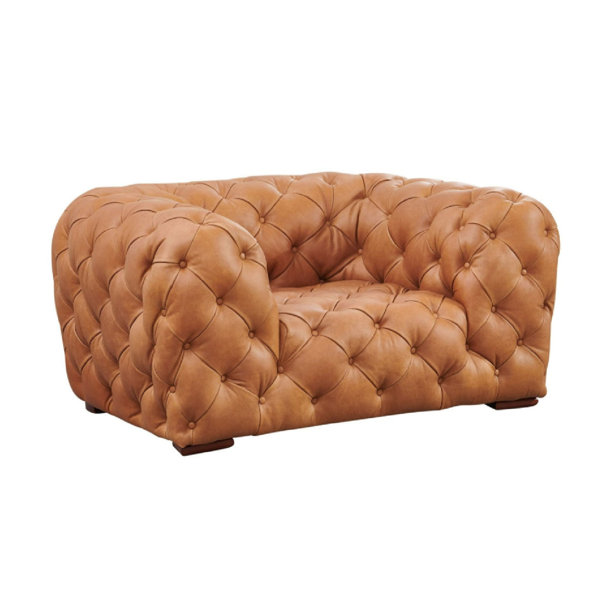 Tufted Italian Leather Lounge Chair – Dexter – front view