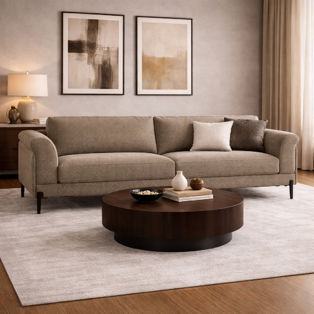 Beige Fabric Sofa – Hello – angled view