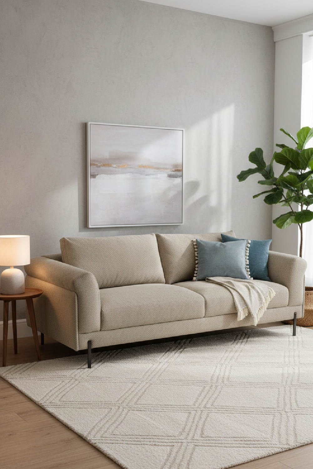 Beige Fabric Sofa | OROA Modern Hello