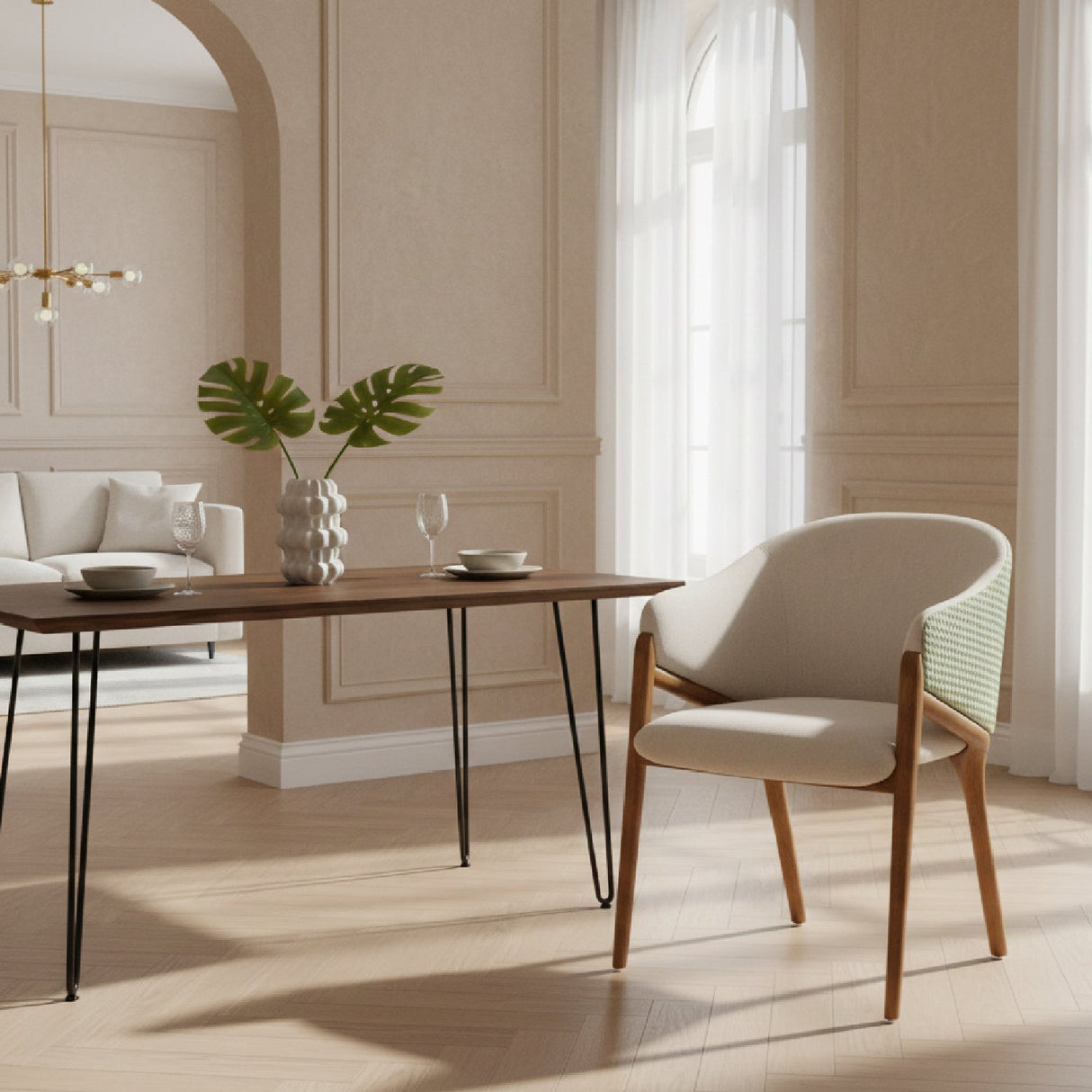 Curve-Back Cream Dining Chair | OROA Modern Lunde | Oroa.com