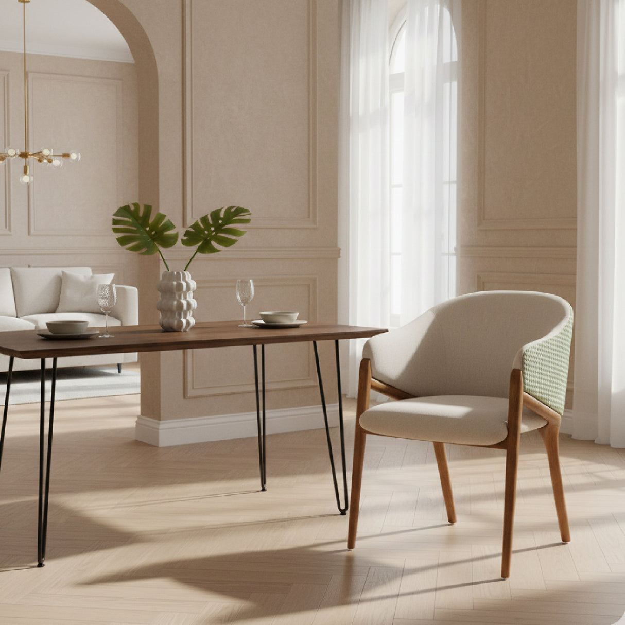 Curve-Back Cream Dining Chair | Oroa.com