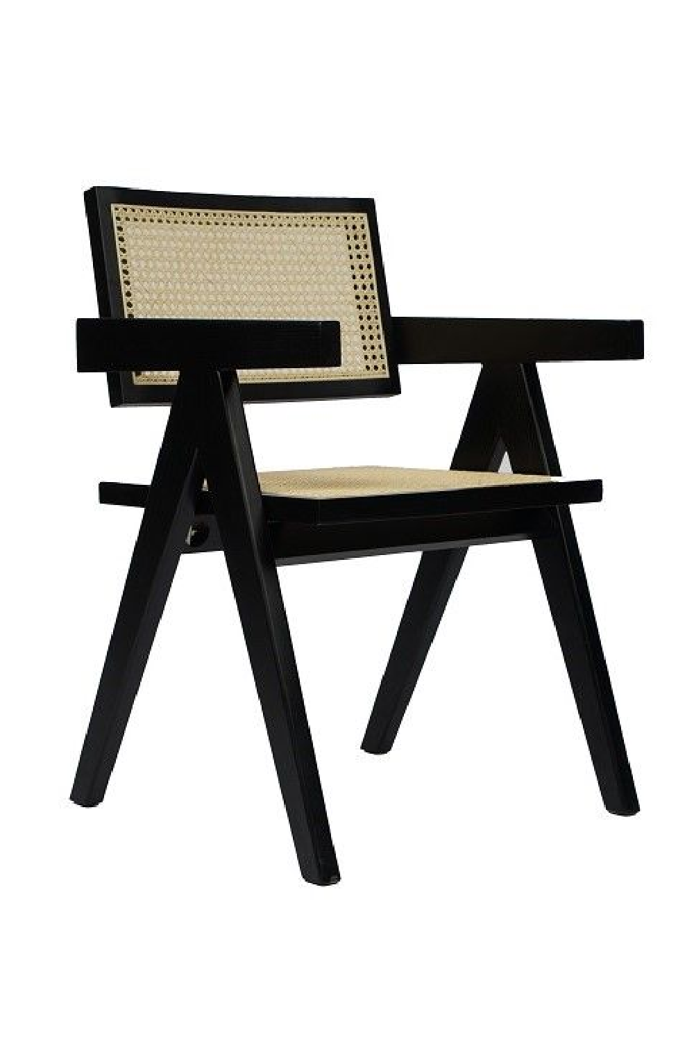 Black Framed Rattan Dining Armchair – Aurora – front view