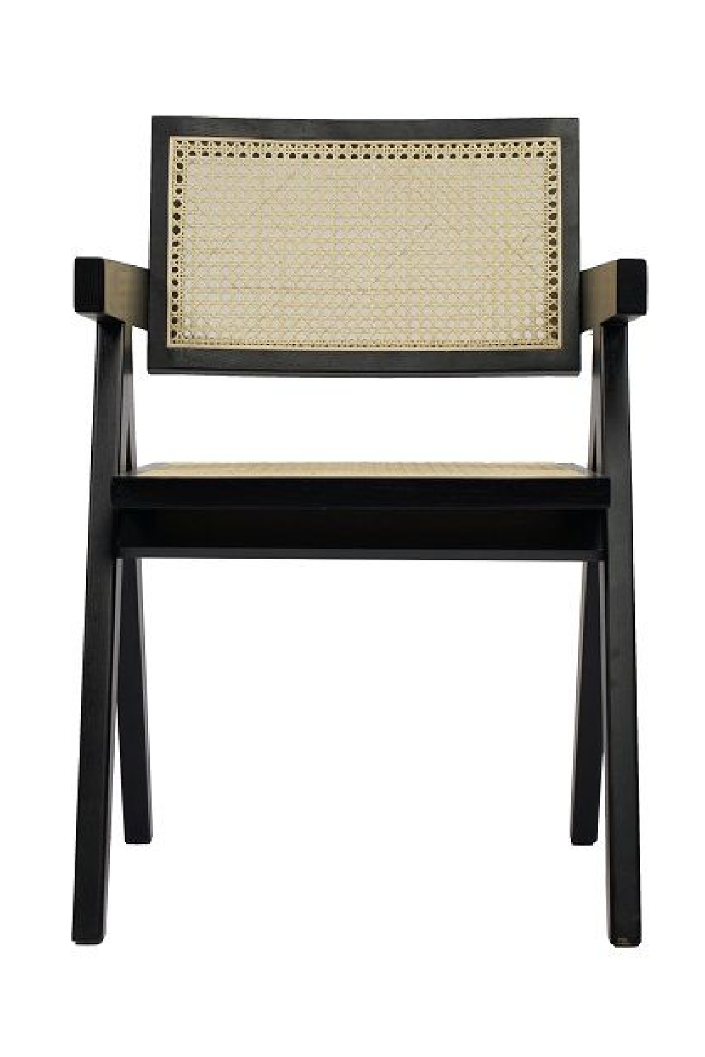 Black Framed Rattan Dining Armchair – Aurora – side view