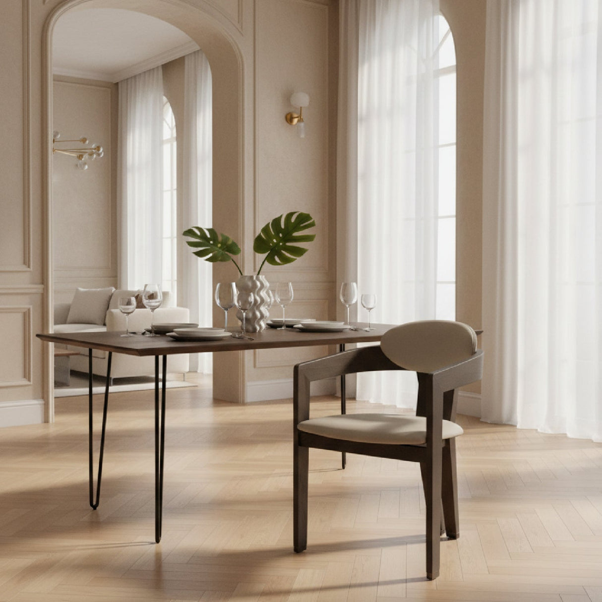 Gray Wooden Dining Chair – Thorne – angled view