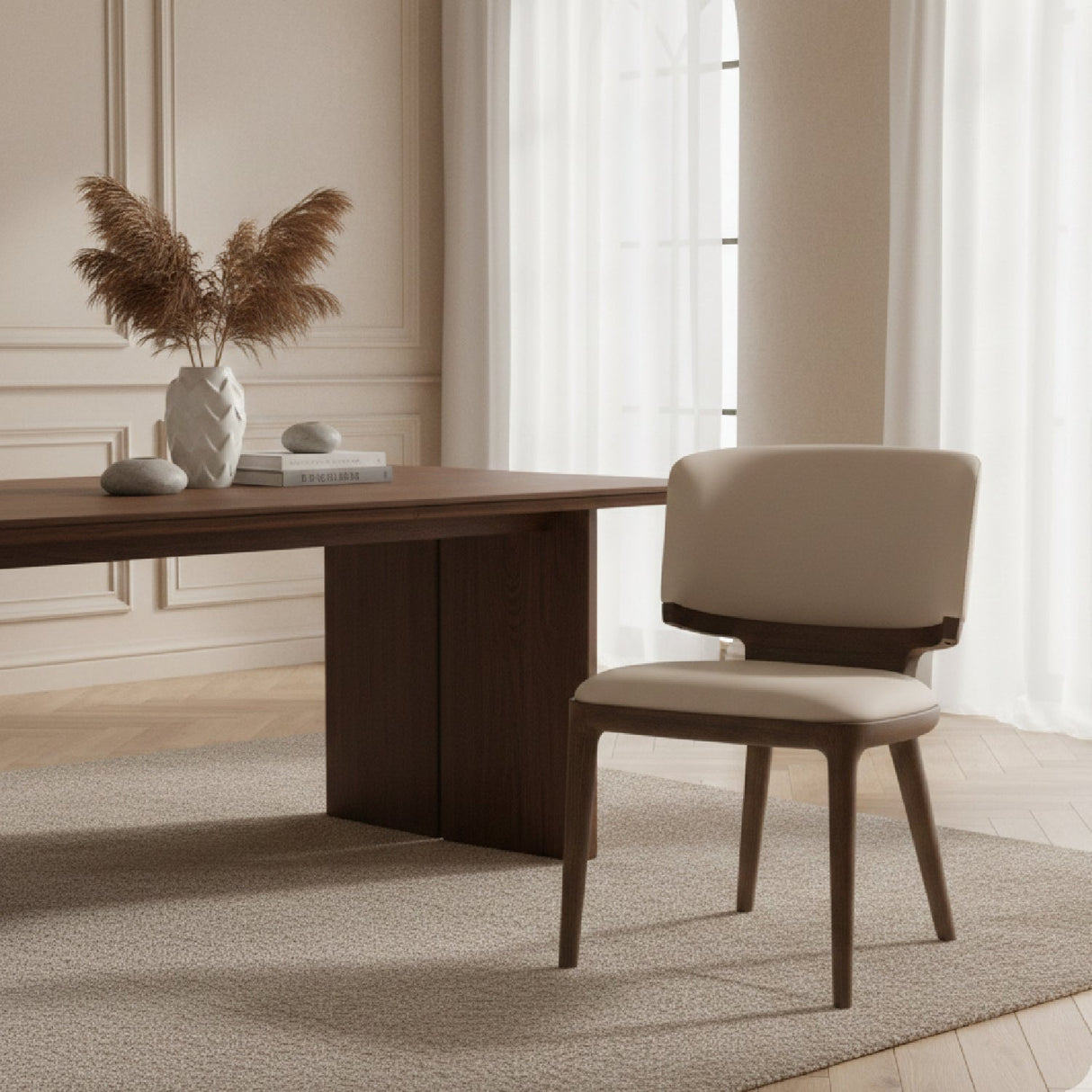 Gray Vegan Leather Dining Chairs (2) – Stanley – angled view