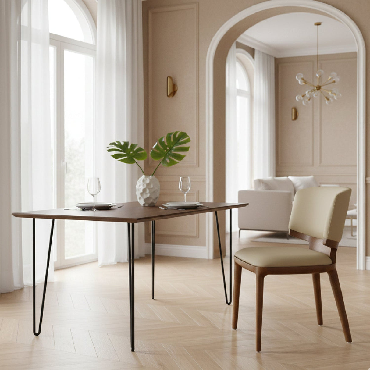 Vegan Leather Contemporary Dining Chairs (2) – Stanley – angled view