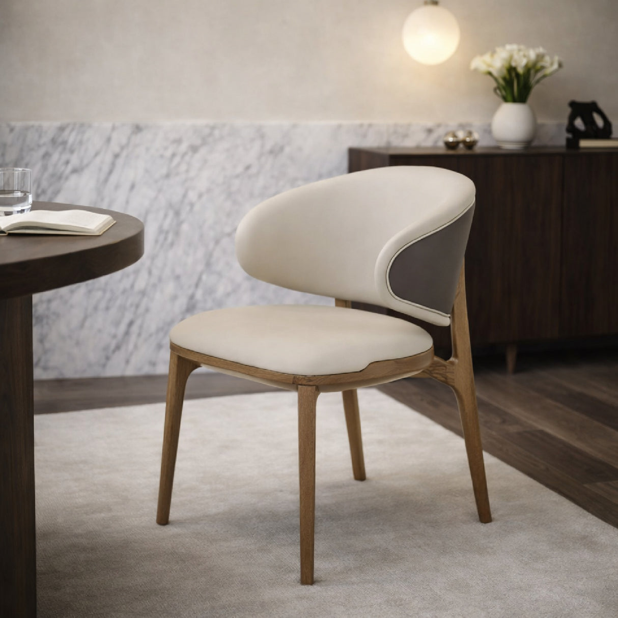 Cream Vegan Leather Dining Chair | OROA Modern Chance | Oroa.com