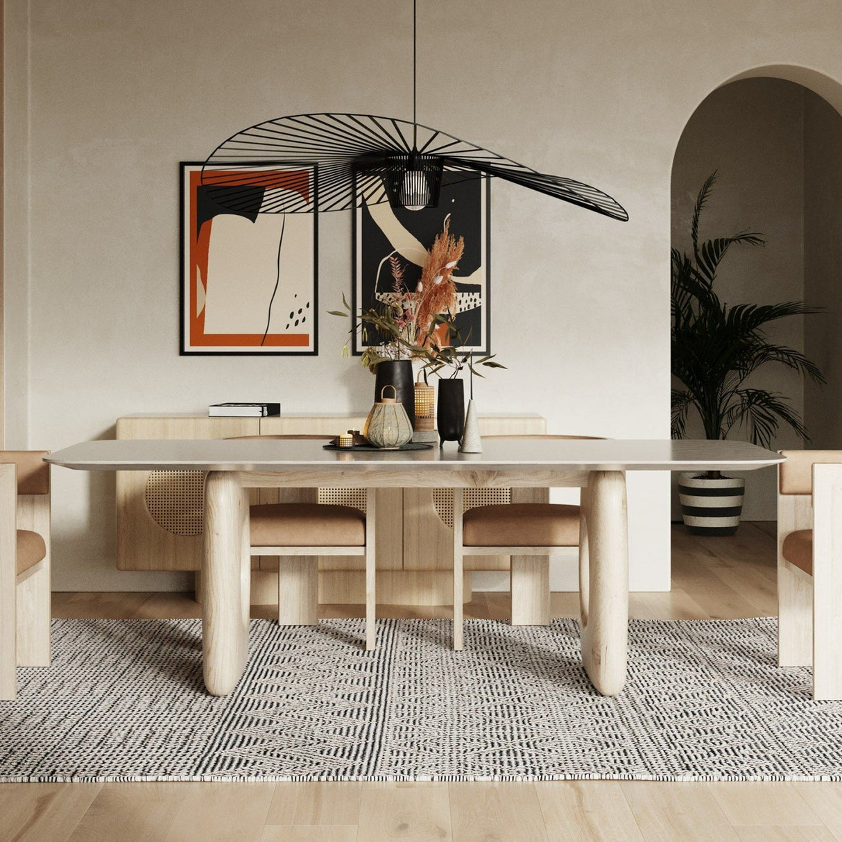 Beige Marble Dining Table – Osaka – alternate view 8