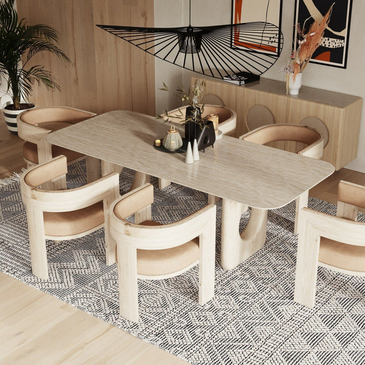 Beige Marble Dining Table – Osaka – alternate view 9