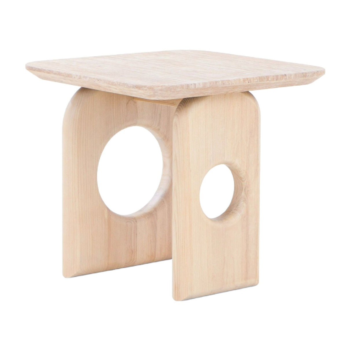 Beige Marble End Table – Osaka – side view