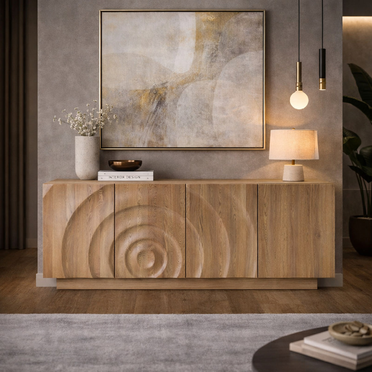 Wooden 4-Door Sideboard – Aleutian – angled view