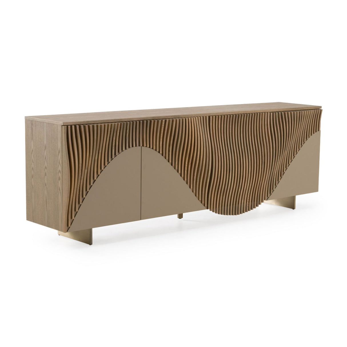 Modern European furniture - Wooden Wavy-Fluted Sideboard - www.oroa.com