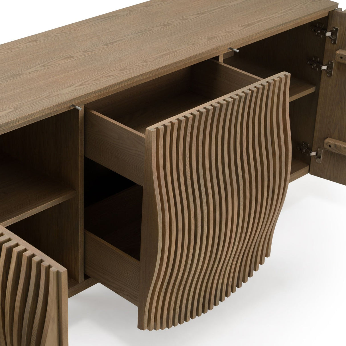 Modern European furniture - Wooden Wavy-Fluted Sideboard - www.oroa.com