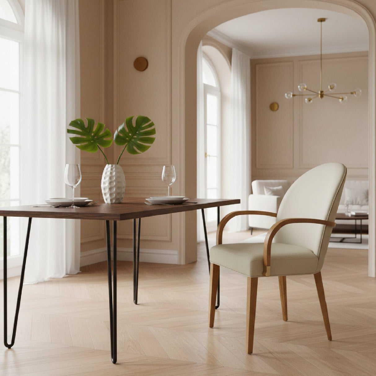 Taupe Vegan Leather Dining Armchair | OROA Modern Rexford | Oroa.com