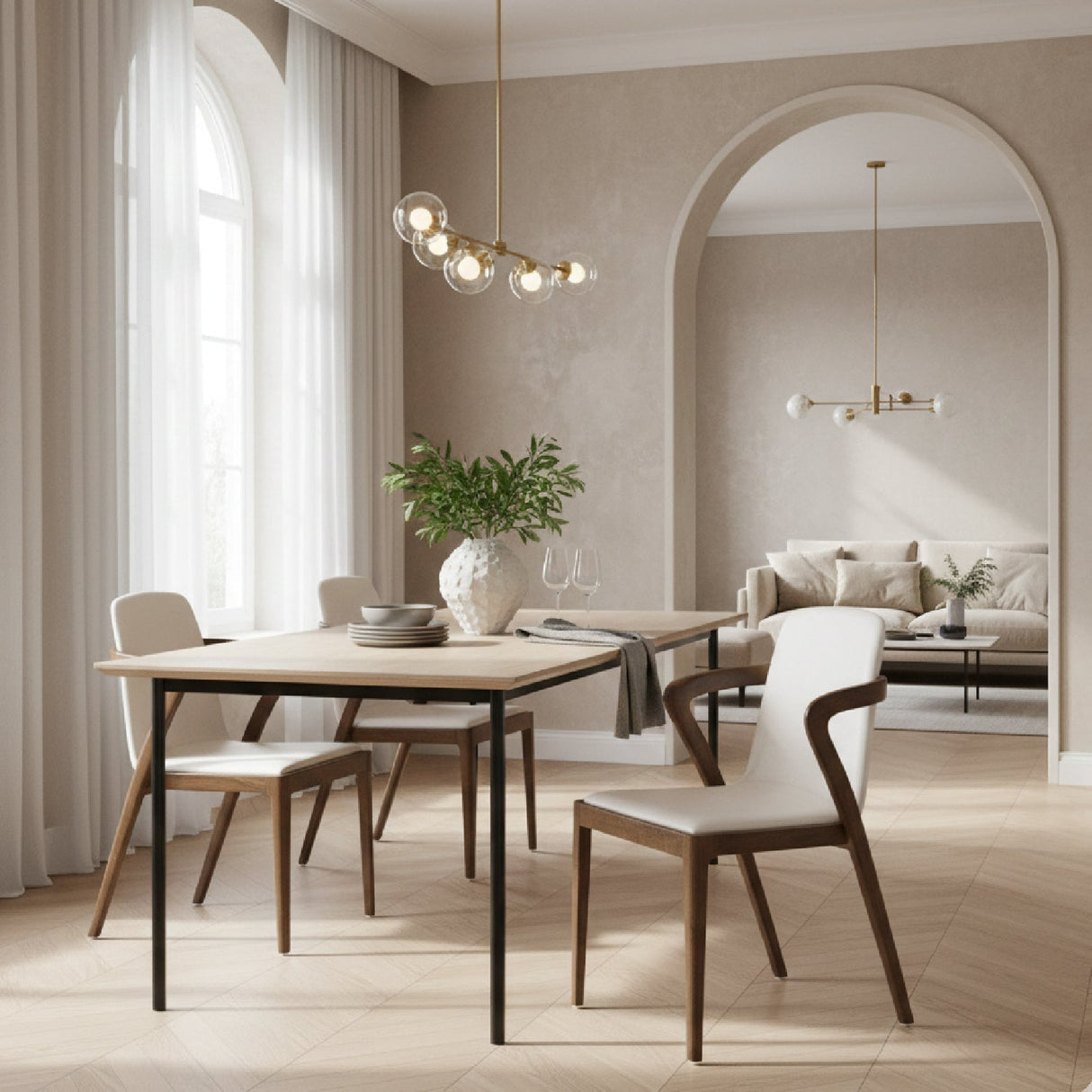 Walnut Framed Cream Dining Chair – Falcon – angled view