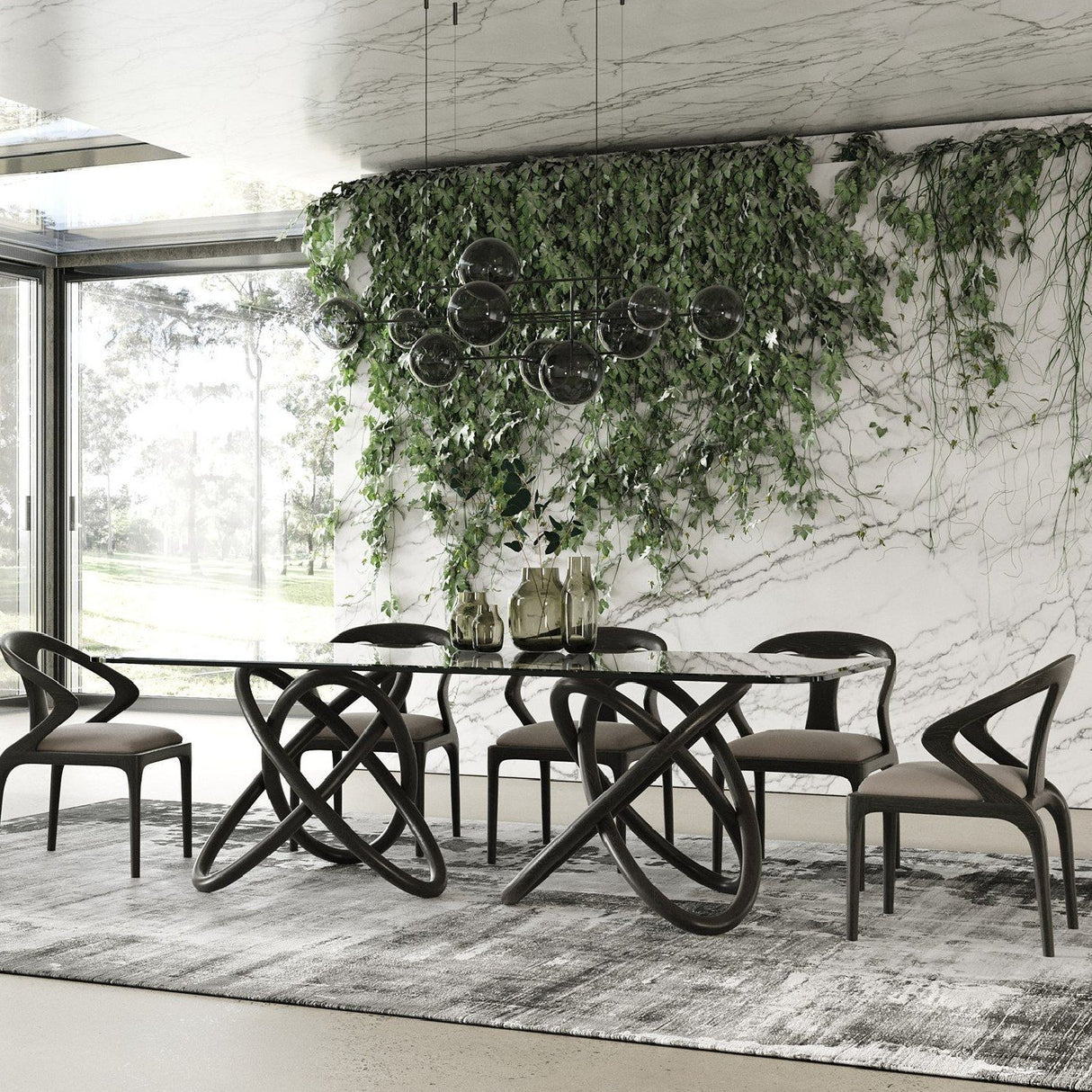 Spherical Base Dining Table – Mason – angled view