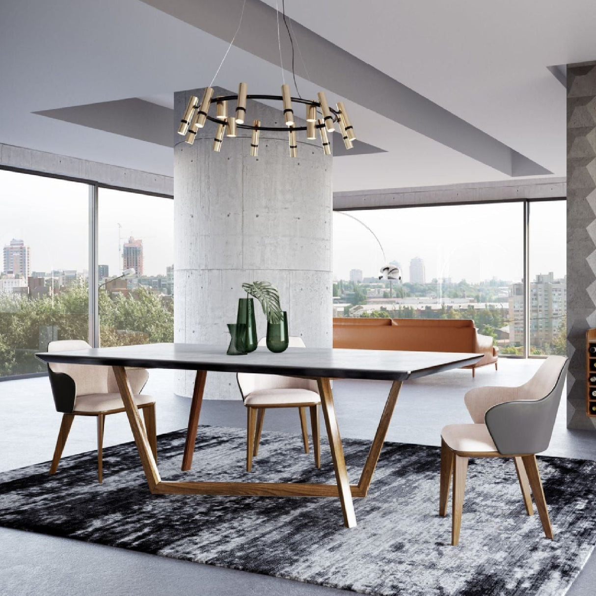 White Marble Top Dining Table – James – angled view