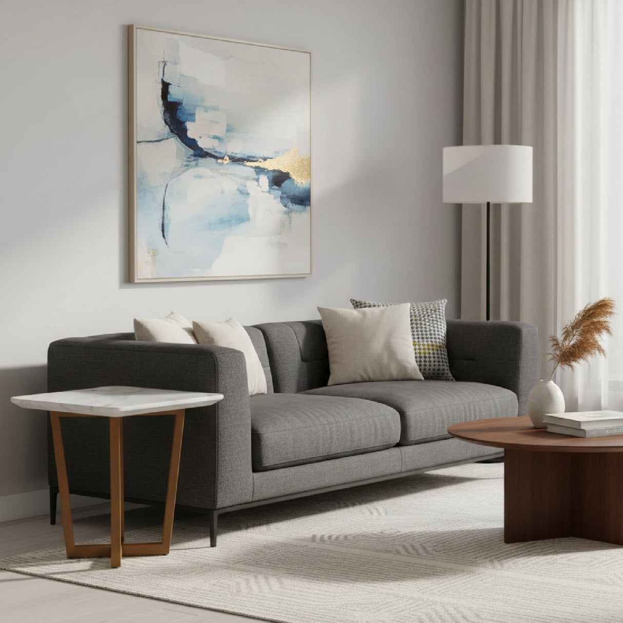 White Ceramic End Table – James – angled view