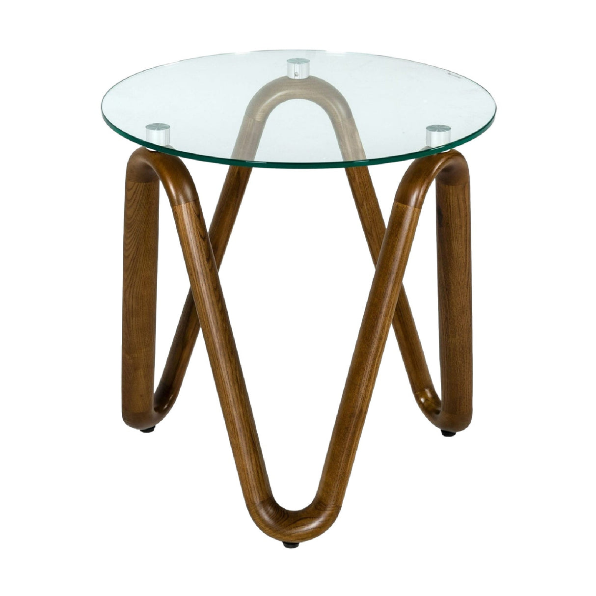 Glass Round End Table – Lassen – side view