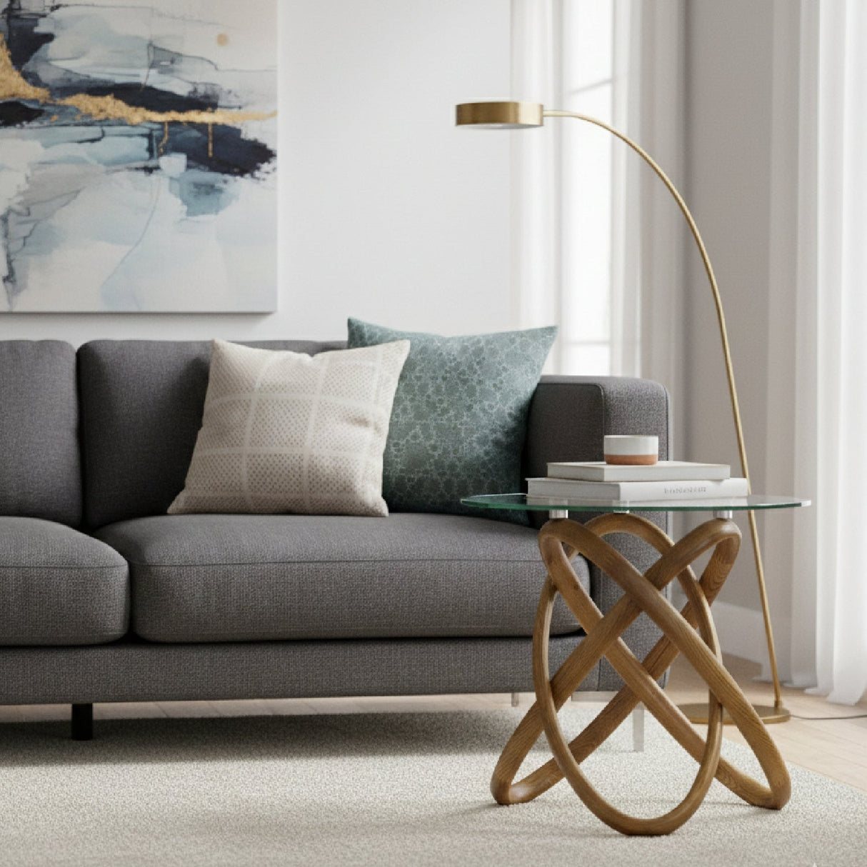 Interlocking Wood Base Side Table – Mason – angled view