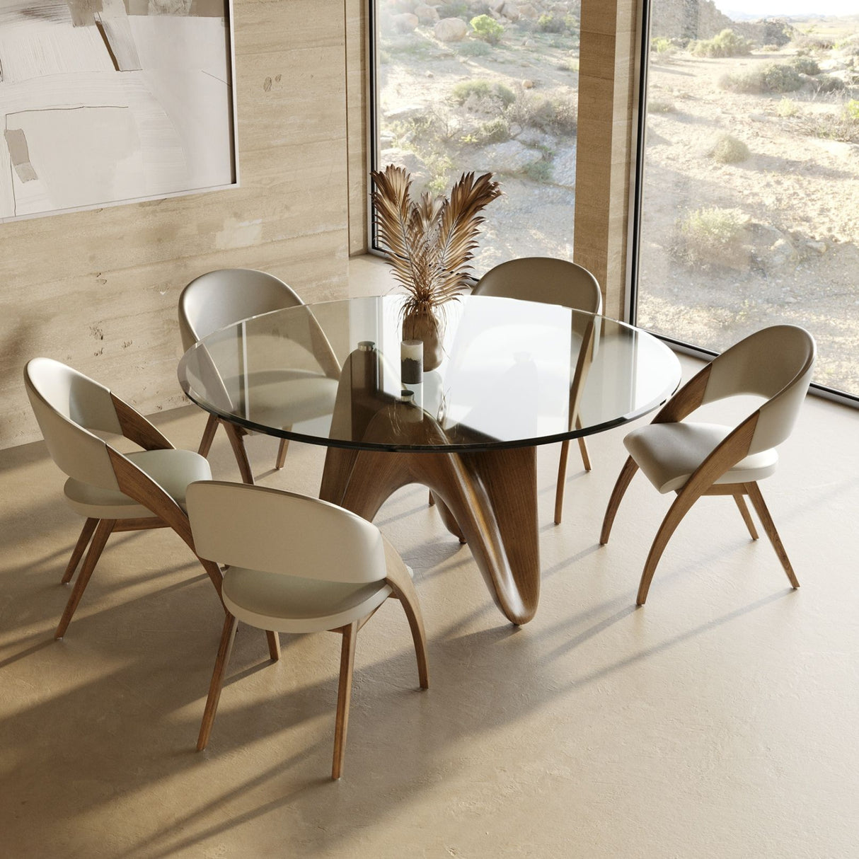 Round Tempered Glass Dining Table | OROA Modern Seguin