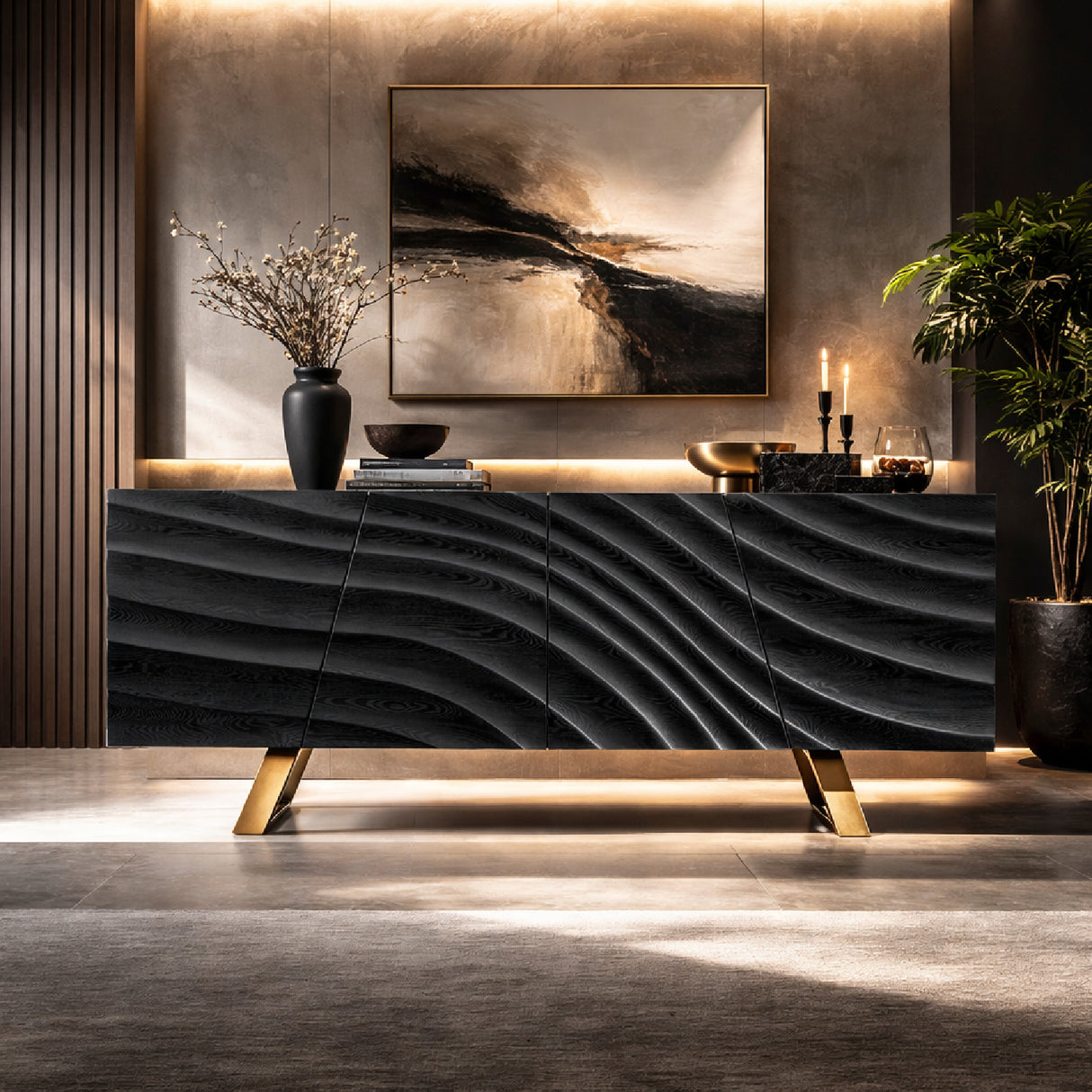 Wave Patterned Ash Sideboard | Oroa.com