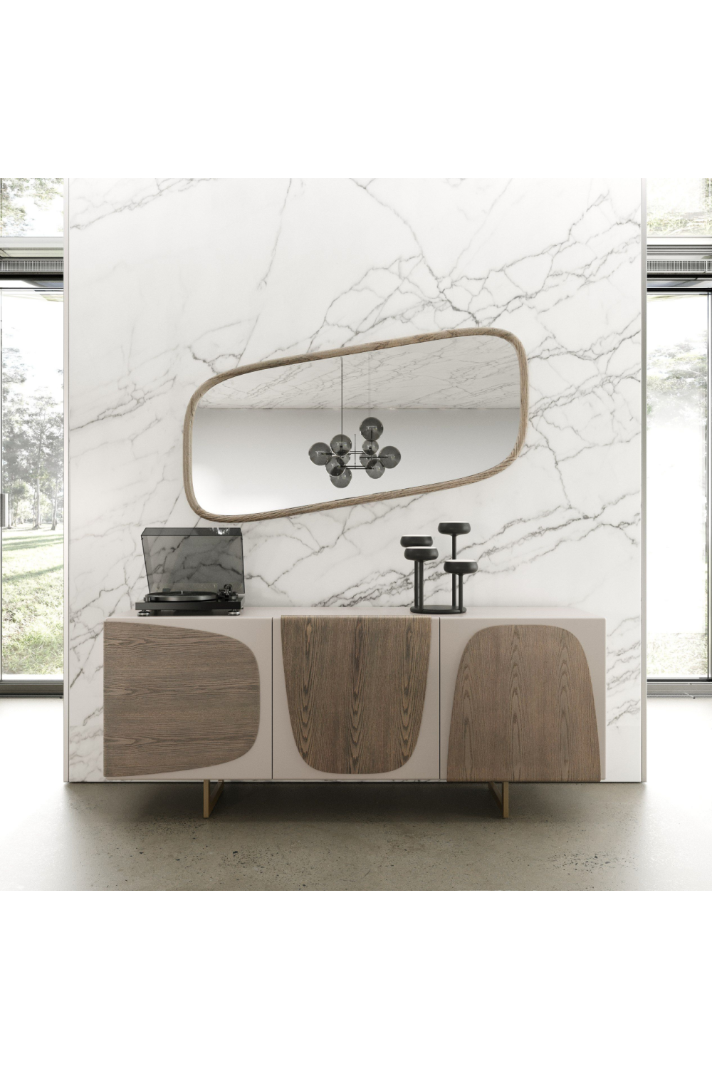 Gray Wooden 3-Door Sideboard | Oroa.com