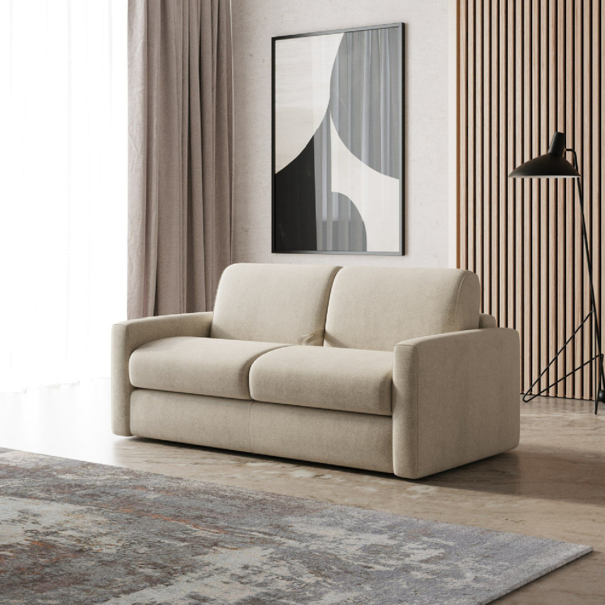 Square-Armed Sofa Bed – Revers – angled view