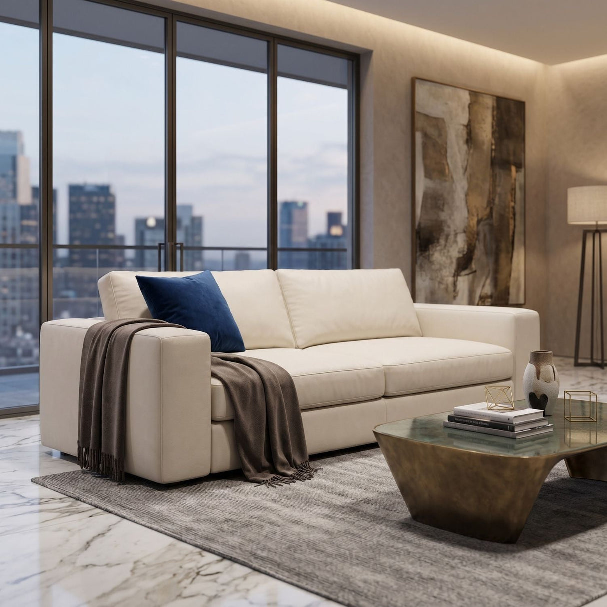 Italian Leather Sofa – Lamod – angled view