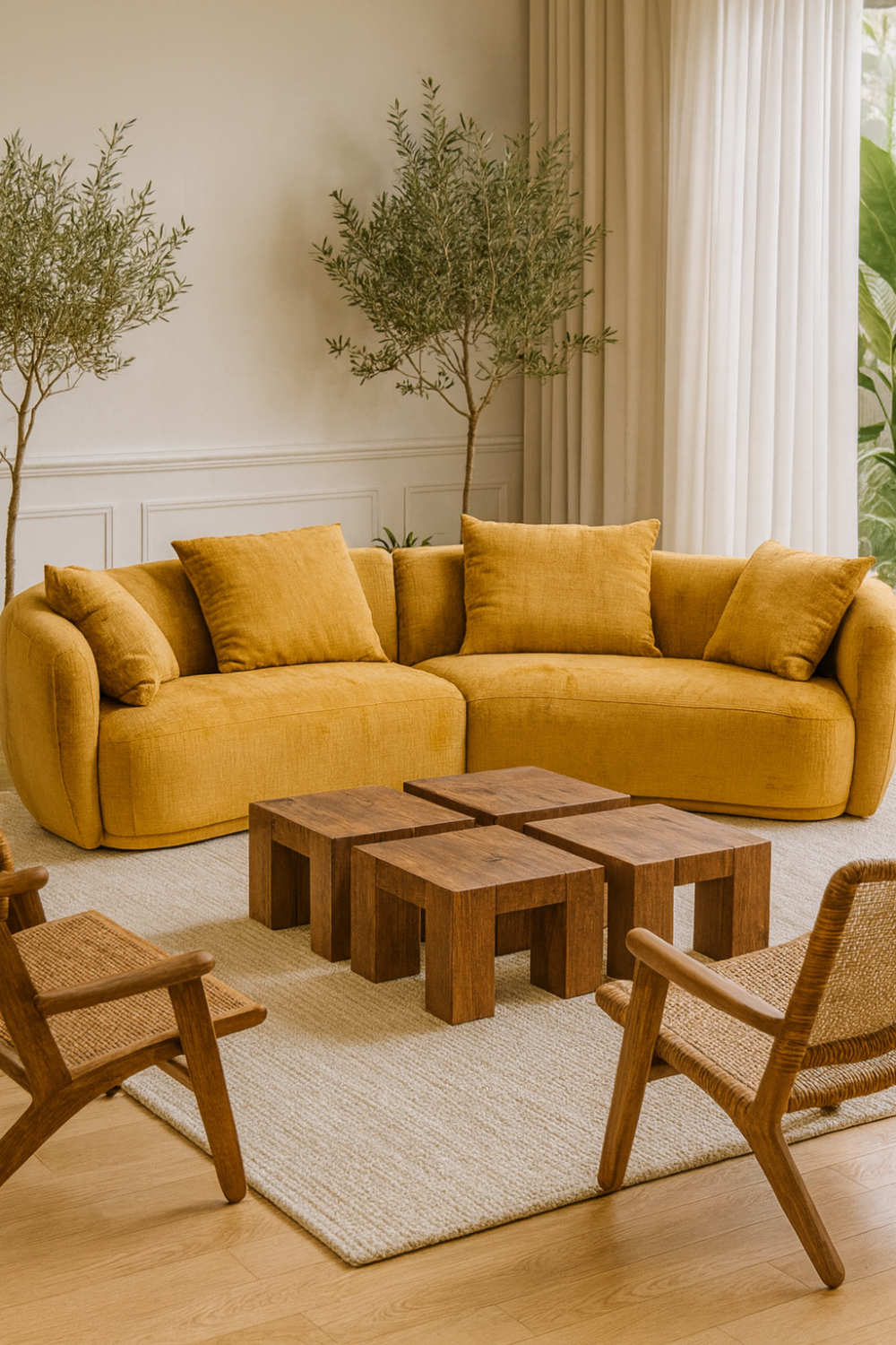 Yellow 4-Seater Sofa – Oakland – angled view