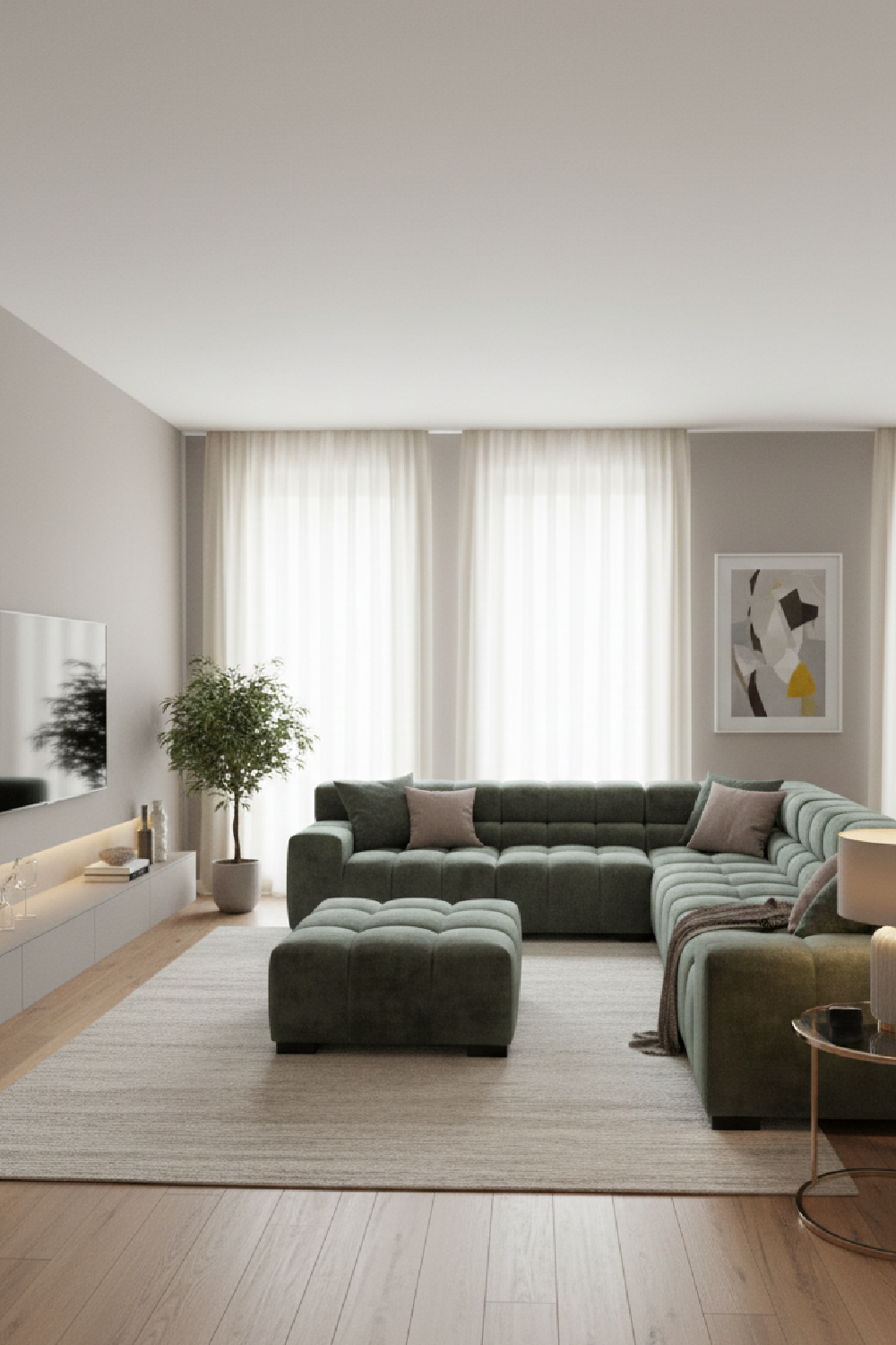 Green Fabric Modular Sofa – Ludwig – angled view