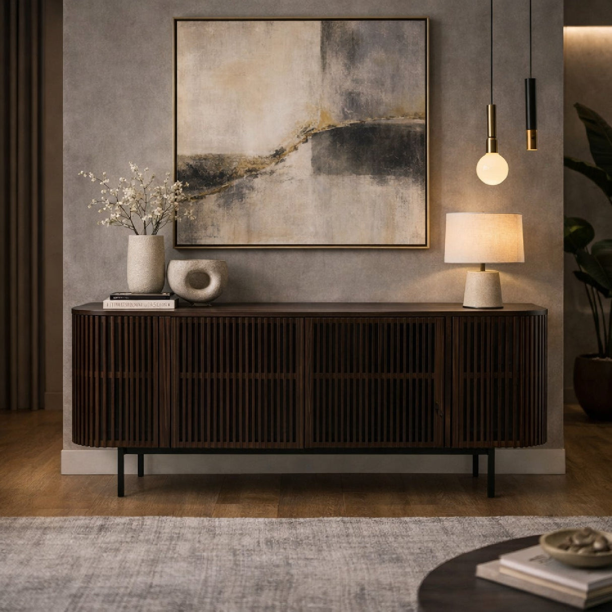 Smoked Ash Sideboard – Clifton – angled view