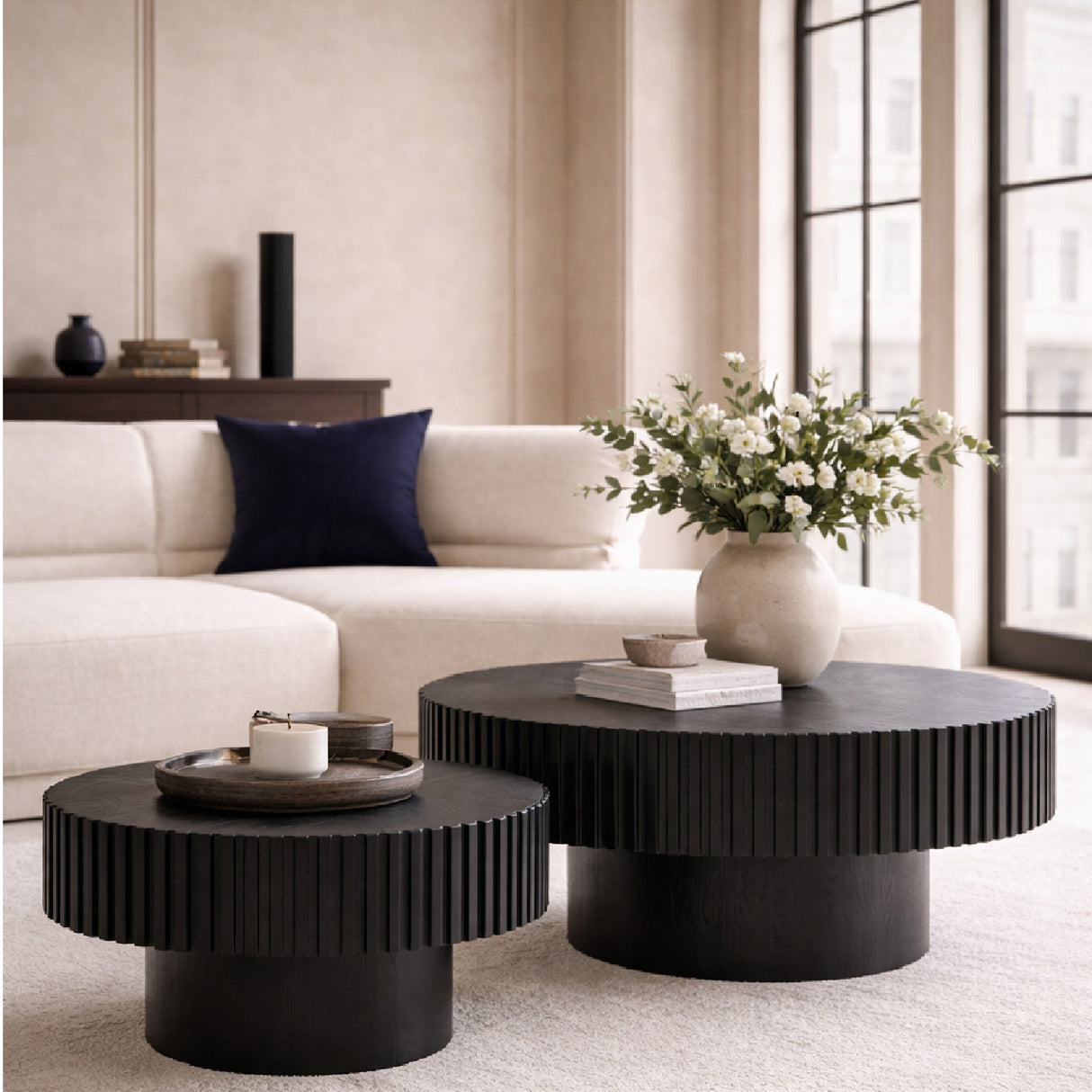 Ribbed Black Ash Coffee Table L | OROA Modern Pierre | Oroa.com