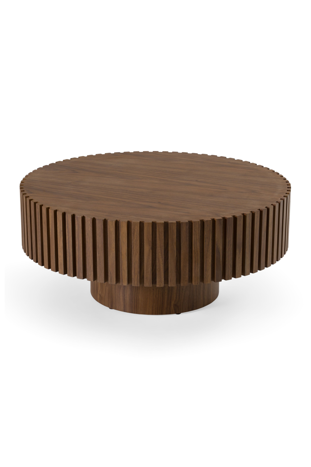 Ribbed Wooden Round Coffee Table | Oroa.com