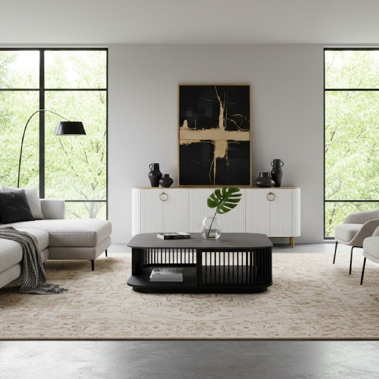 Black Ceramic Square Coffee Table | OROA Modern Chip | Oroa.com