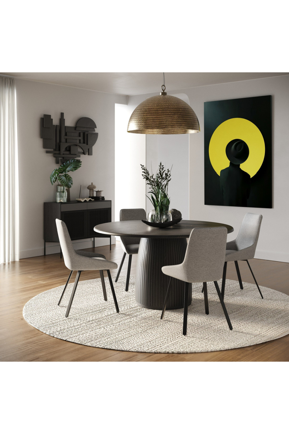 Black Oak Round Dining Table | OROA Modern Lander | Oroa.com