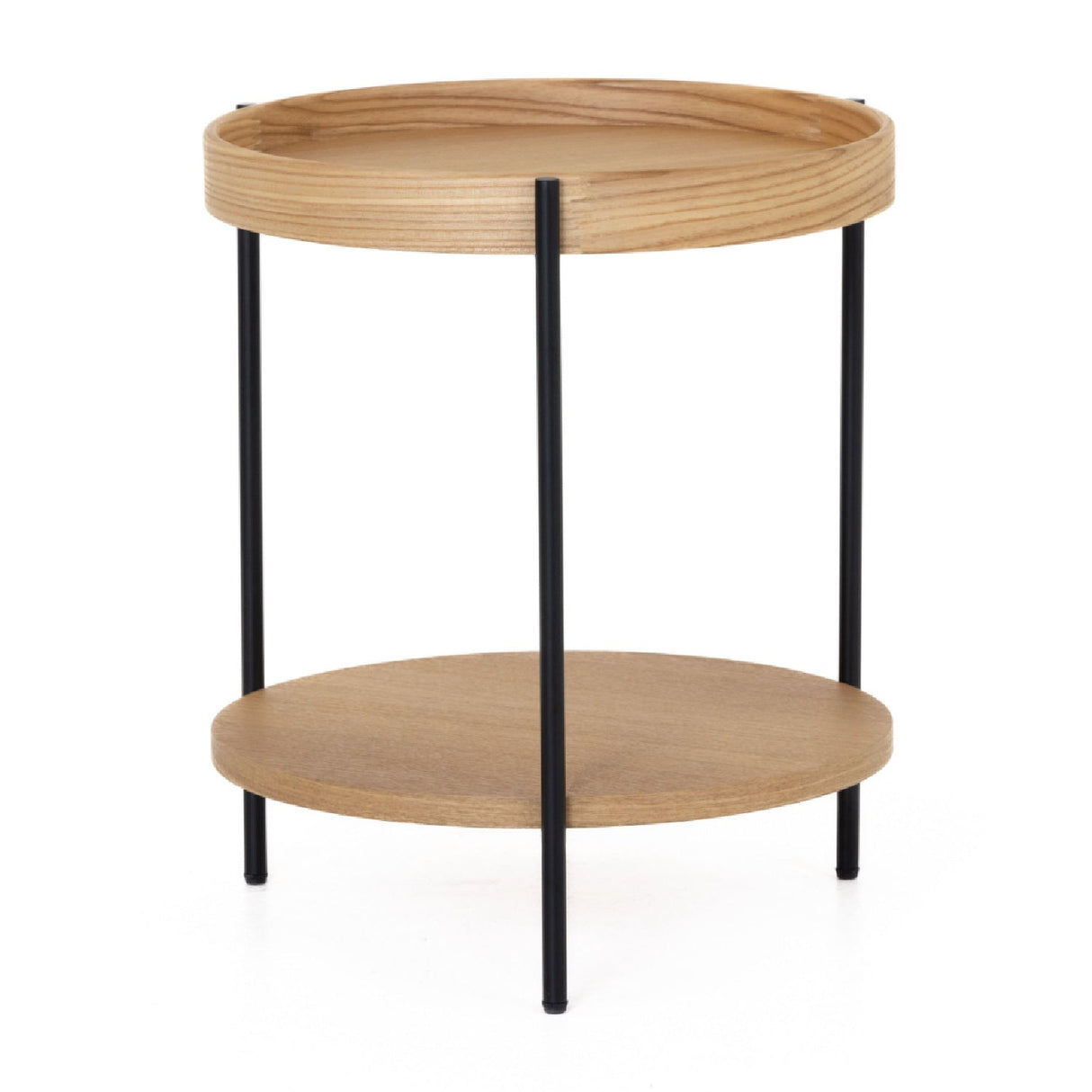 Round Wooden 2-Layer End Table – Savoy – front view