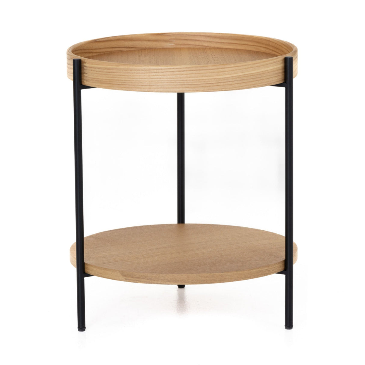 Round Wooden 2-Layer End Table – Savoy – side view