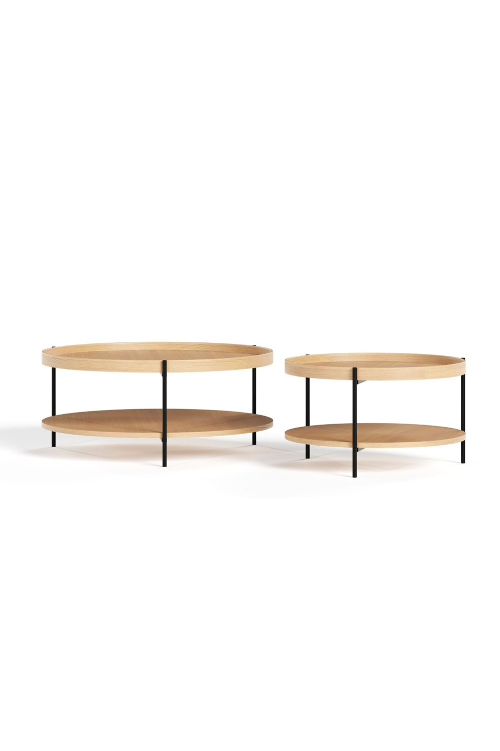 Round Wooden 2-Layer Coffee Table M | Oroa.com