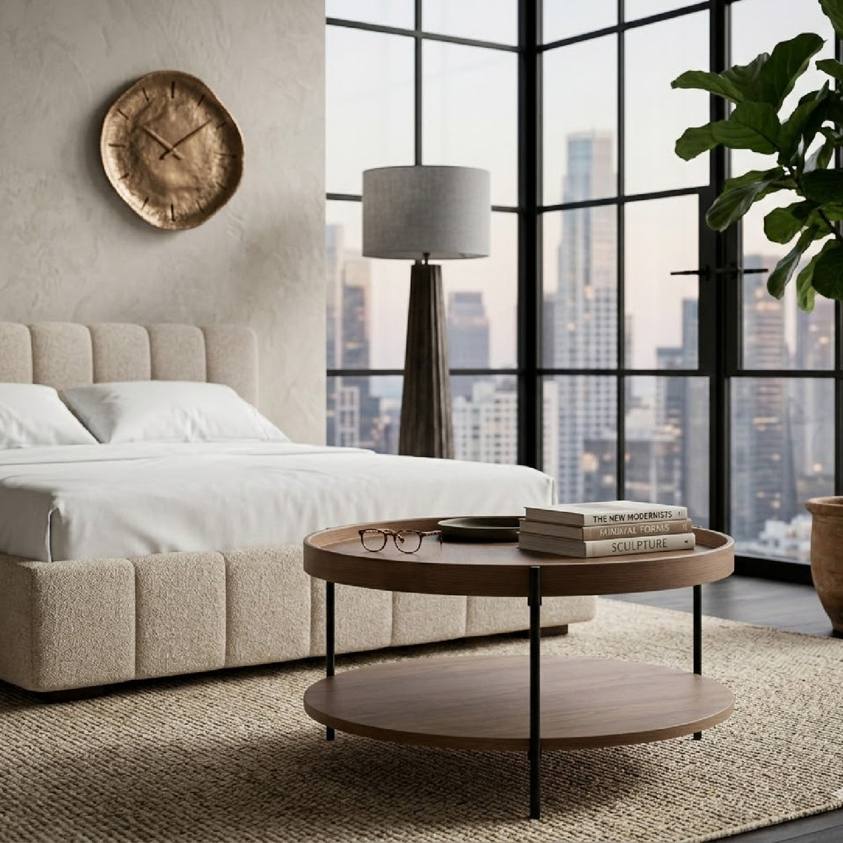 Round Wooden 2-Layer Coffee Table M | OROA Modern Savoy | Oroa.com