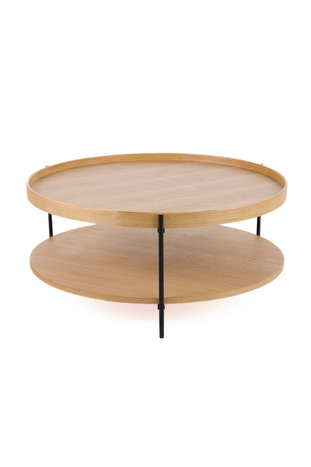 Round Wooden 2-Shelf Coffee Table | Oroa.com