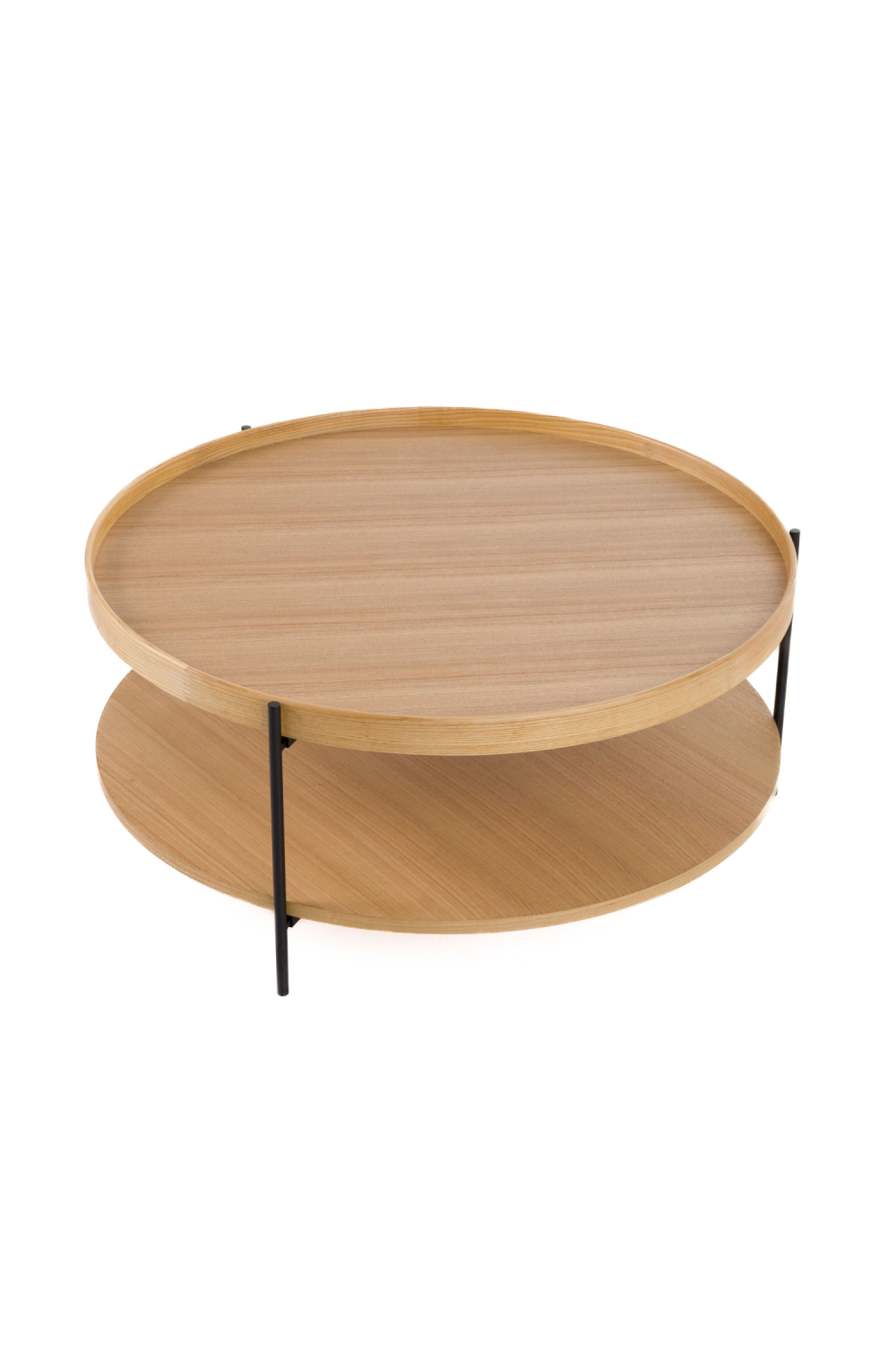 Round Wooden 2-Shelf Coffee Table | Oroa.com