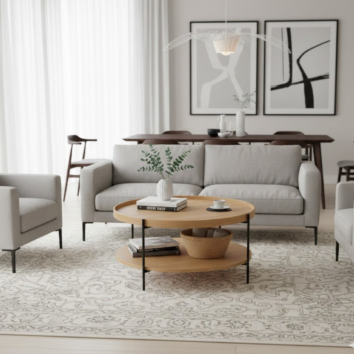 Round Wooden 2-Shelf Coffee Table | OROA Modern Savoy | Oroa.com
